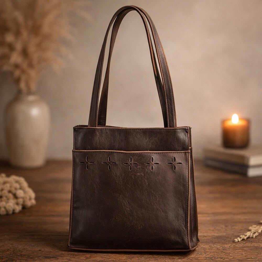Vintage 90s y2k dark brown leather purse festival boho bohemian western classic